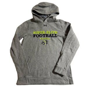 Under Armour Super Elite Football Youth Boy XL Grey Hooded Sweatshirt Hoodie